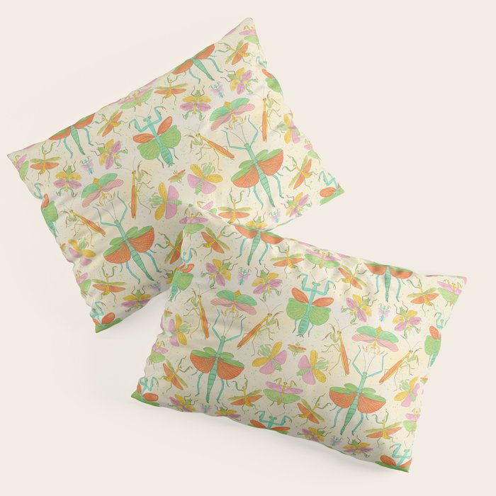 Whimsical Praying Mantis Retro Colors  Pillow Sham Gallery Image 3