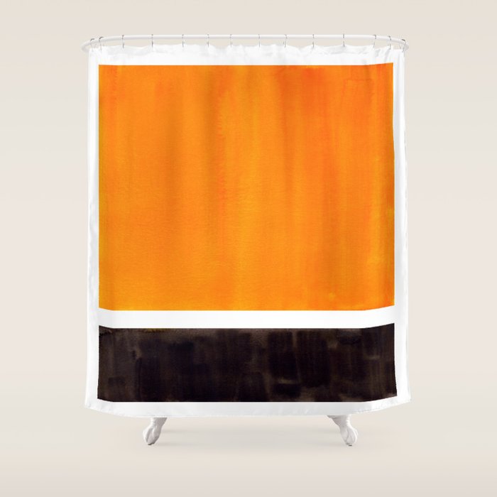Minimalist Mid Century Modern Color Block Pop Art Rothko Inspired Golden Yellow Black Squares Shower Curtain Gallery Image 1