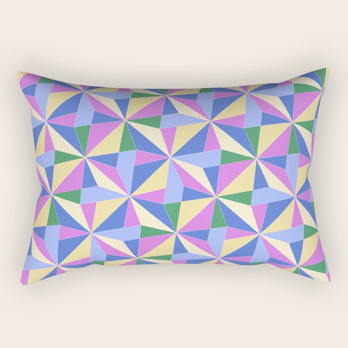 Kaleidoscope Tile Pattern VII Colorful Bright 90s Rectangular Pillow Gallery Image 1