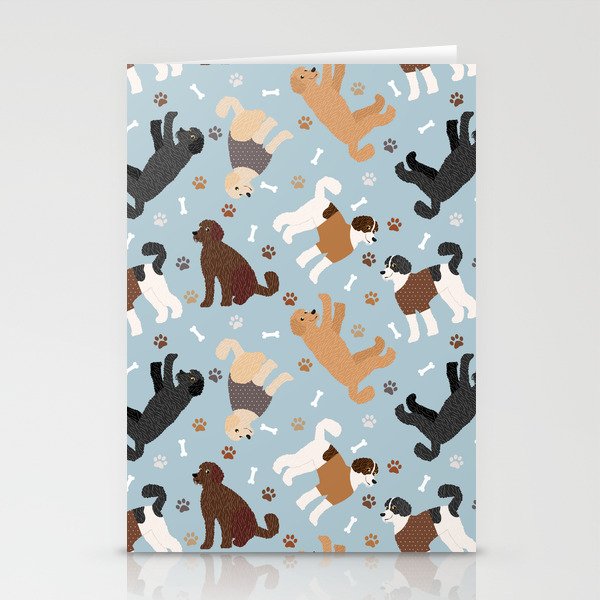 Labradoodle / Goldendoodle Dog Paws and Bones Pattern Stationery Card Gallery Image 2