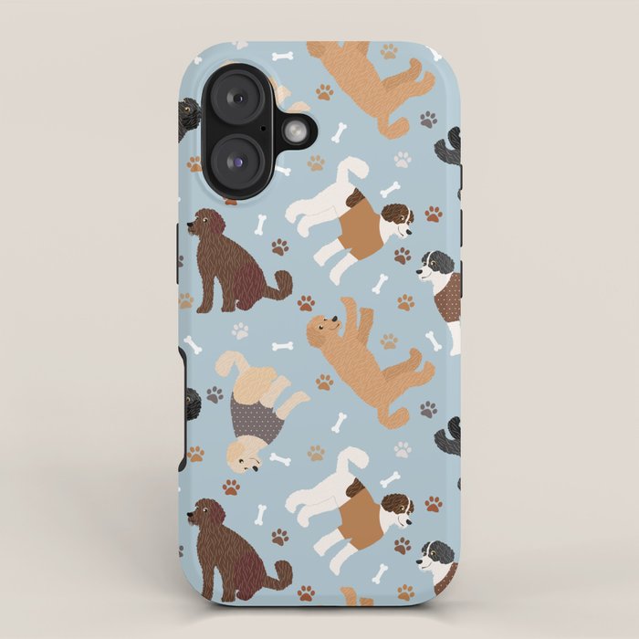 Labradoodle / Goldendoodle Dog Paws and Bones Pattern iPhone Case Gallery Image 1