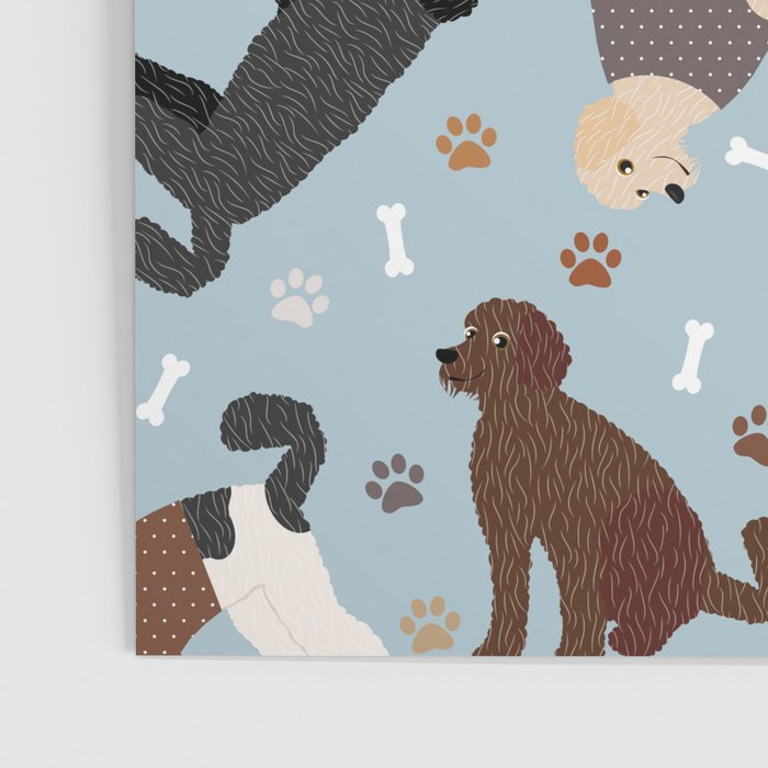 Labradoodle / Goldendoodle Dog Paws and Bones Pattern Poster Gallery Image 3