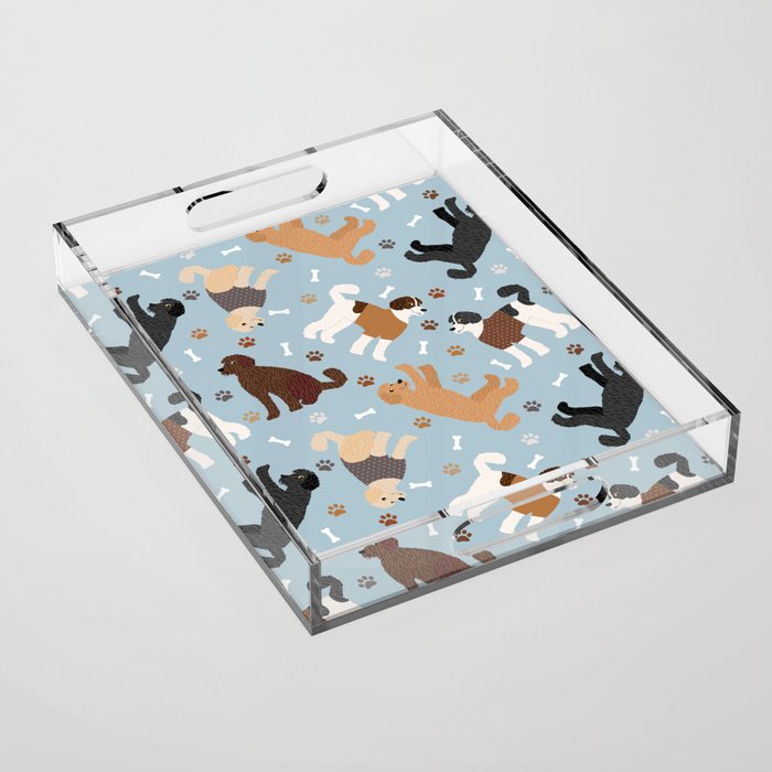 Labradoodle / Goldendoodle Dog Paws and Bones Pattern Acrylic Tray Gallery Image 1