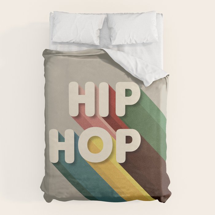 HIP HOP - retro typography Duvet Cover Gallery Image 1
