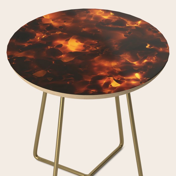 Tortoiseshell Abstract Pattern in Rich Amber and Deep Brown Side Table Gallery Image 2