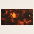 Tortoiseshell Abstract Pattern in Rich Amber and Deep Brown Desk Mat Gallery Image 3