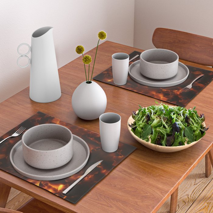 Tortoiseshell Abstract Pattern in Rich Amber and Deep Brown Placemat Gallery Image 2