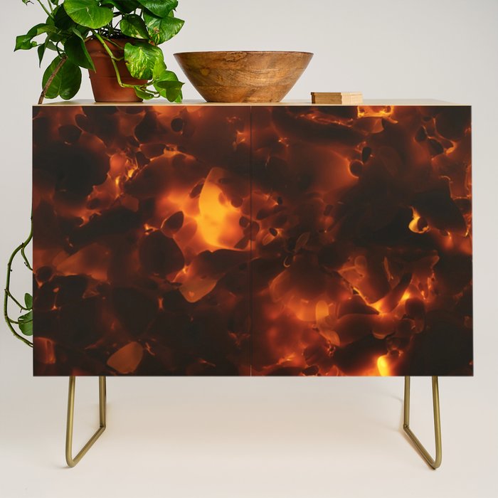 Tortoiseshell Abstract Pattern in Rich Amber and Deep Brown Credenza Gallery Image 1