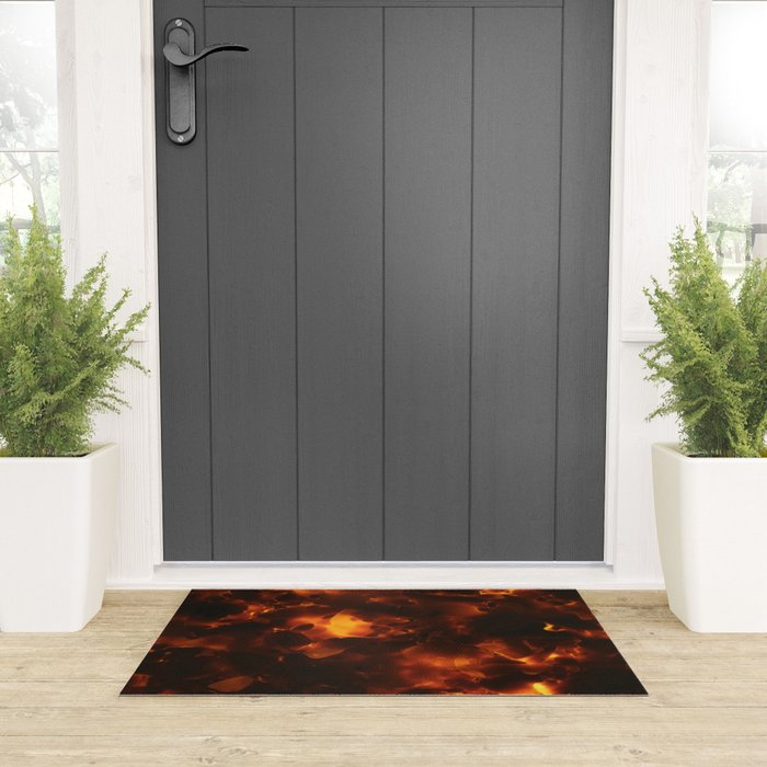 Tortoiseshell Abstract Pattern in Rich Amber and Deep Brown Welcome Mat Gallery Image 3