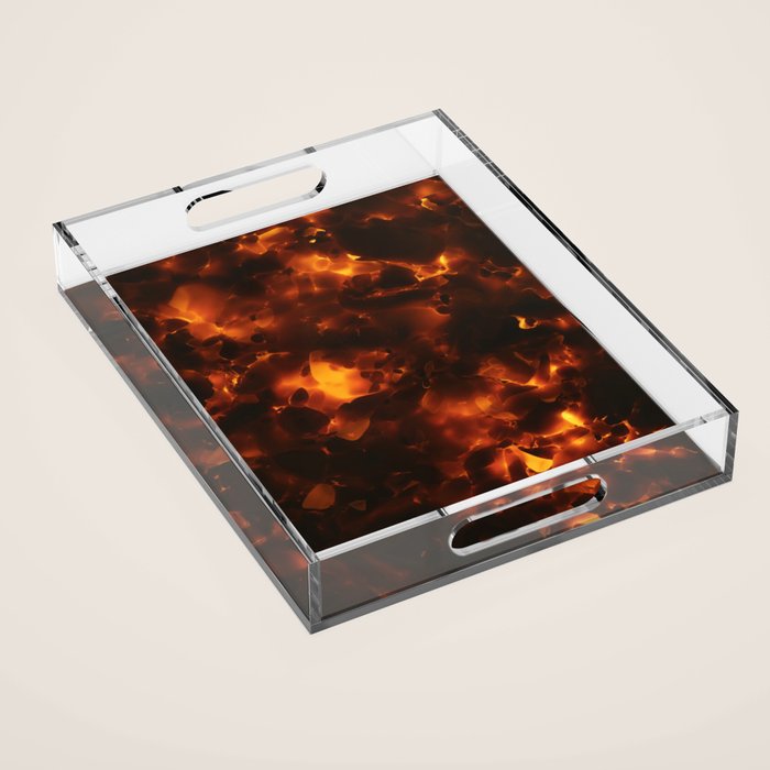 Tortoiseshell Abstract Pattern in Rich Amber and Deep Brown Acrylic Tray Gallery Image 1