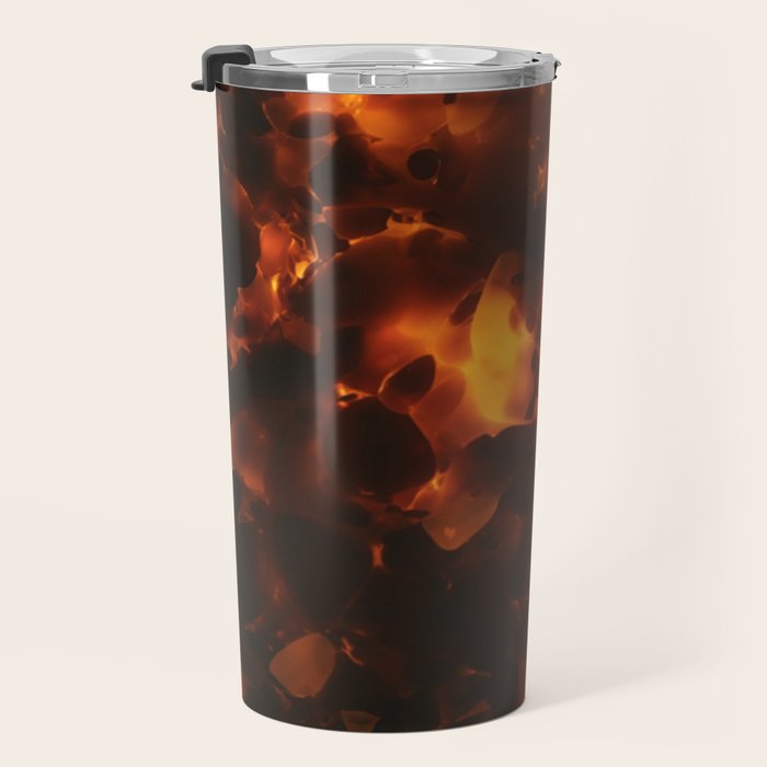 Tortoiseshell Abstract Pattern in Rich Amber and Deep Brown Travel Mug Gallery Image 3