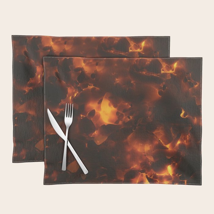 Tortoiseshell Abstract Pattern in Rich Amber and Deep Brown Placemat Gallery Image 1