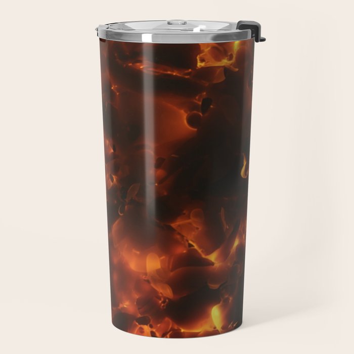 Tortoiseshell Abstract Pattern in Rich Amber and Deep Brown Travel Mug Gallery Image 2