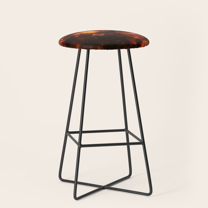 Tortoiseshell Abstract Pattern in Rich Amber and Deep Brown Stool Gallery Image 1