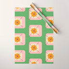Flower Eggs Green-Pink Wrapping Paper Gallery Image 1