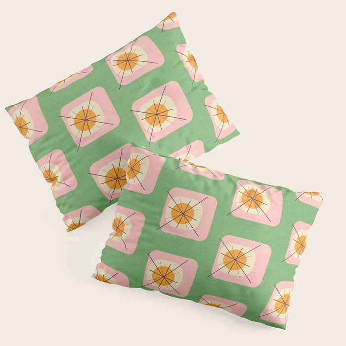 Flower Eggs Green-Pink Pillow Sham Gallery Image 3