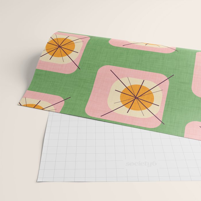 Flower Eggs Green-Pink Wrapping Paper Gallery Image 2