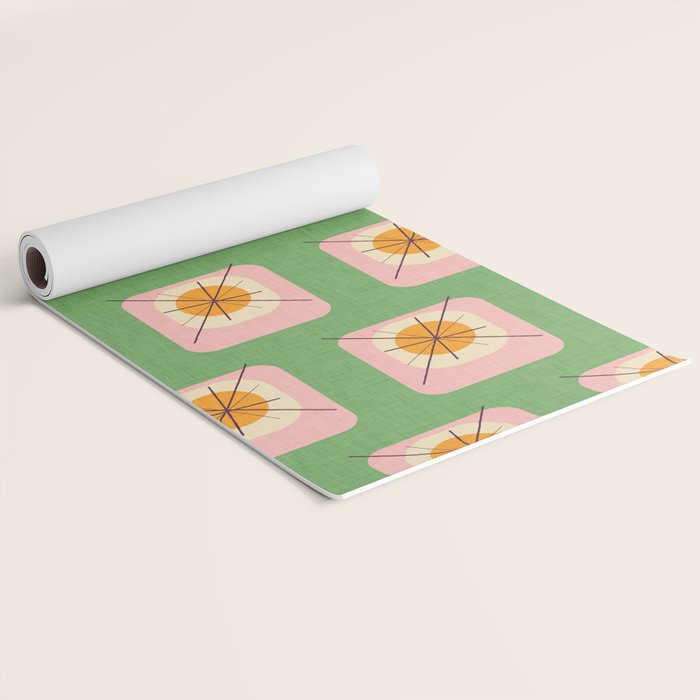 Flower Eggs Green-Pink Yoga Mat Gallery Image 2