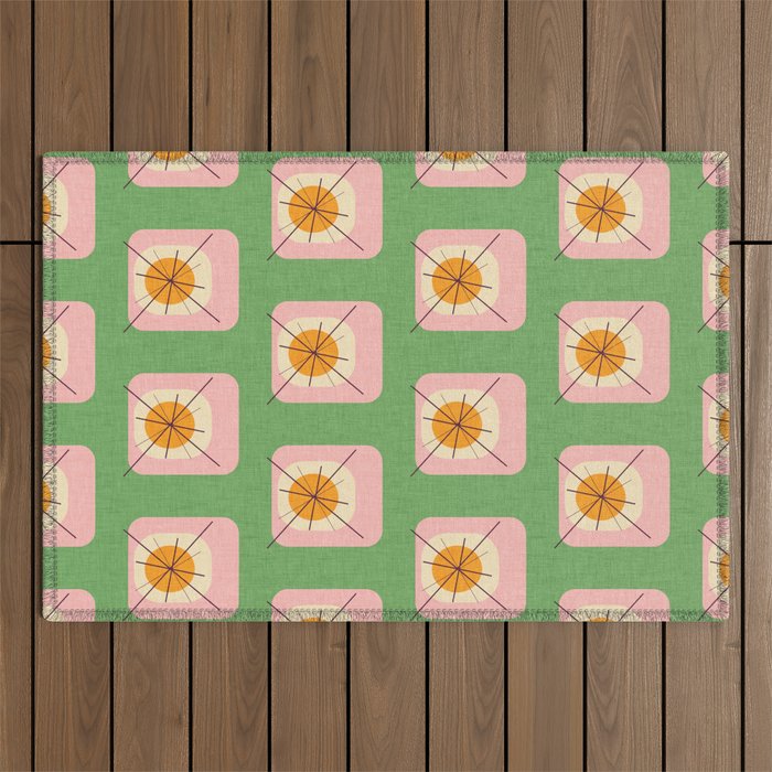 Flower Eggs Green-Pink Outdoor Rug Gallery Image 1