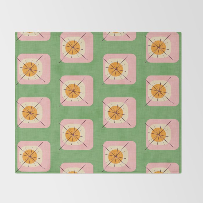 Flower Eggs Green-Pink Throw Blanket Gallery Image 2