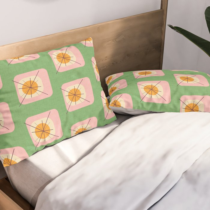 Flower Eggs Green-Pink Pillow Sham Gallery Image 2