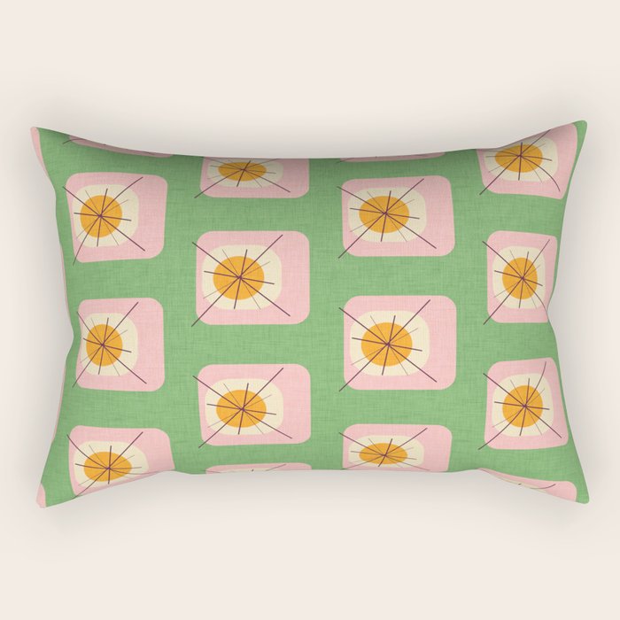 Flower Eggs Green-Pink Rectangular Pillow Gallery Image 2