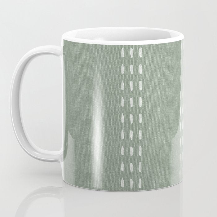 boho vertical stitch - sage Coffee Mug Gallery Image 3