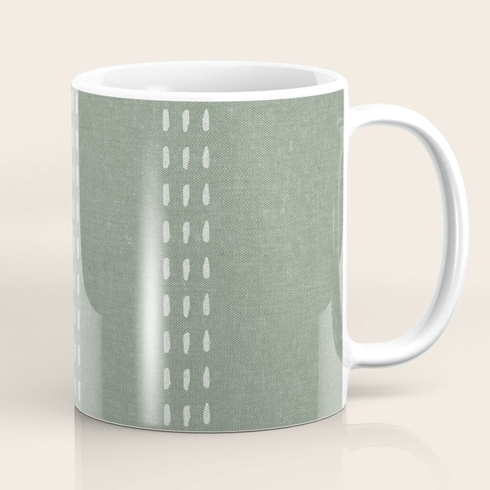 boho vertical stitch - sage Coffee Mug Gallery Image 1
