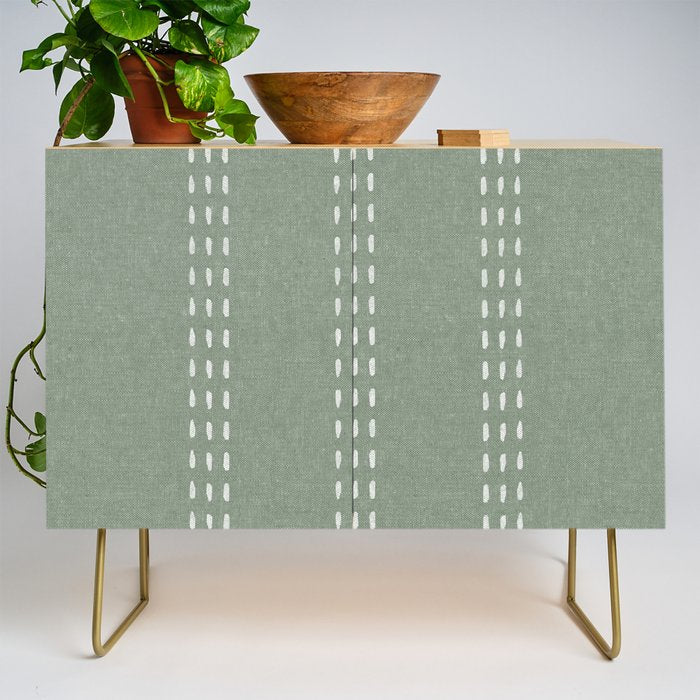 boho vertical stitch - sage Credenza Gallery Image 1