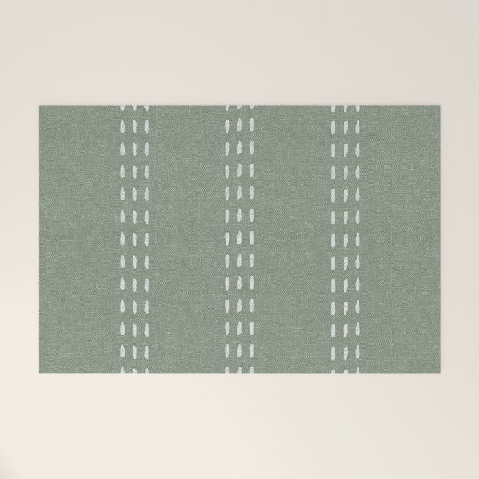 boho vertical stitch - sage Welcome Mat Gallery Image 1