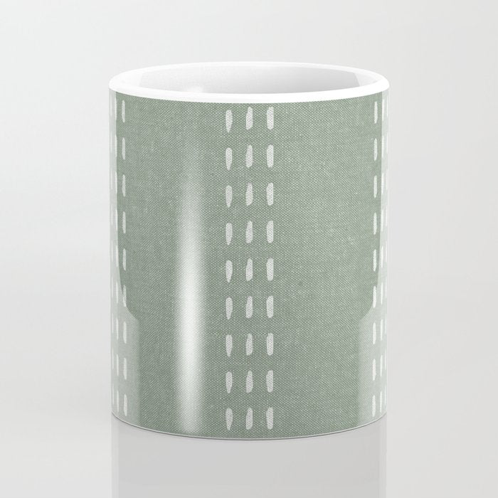 boho vertical stitch - sage Coffee Mug Gallery Image 4