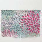 Festive, Floral Prints, Bright Pink, Teal and Green Wall Hanging Gallery Image 1