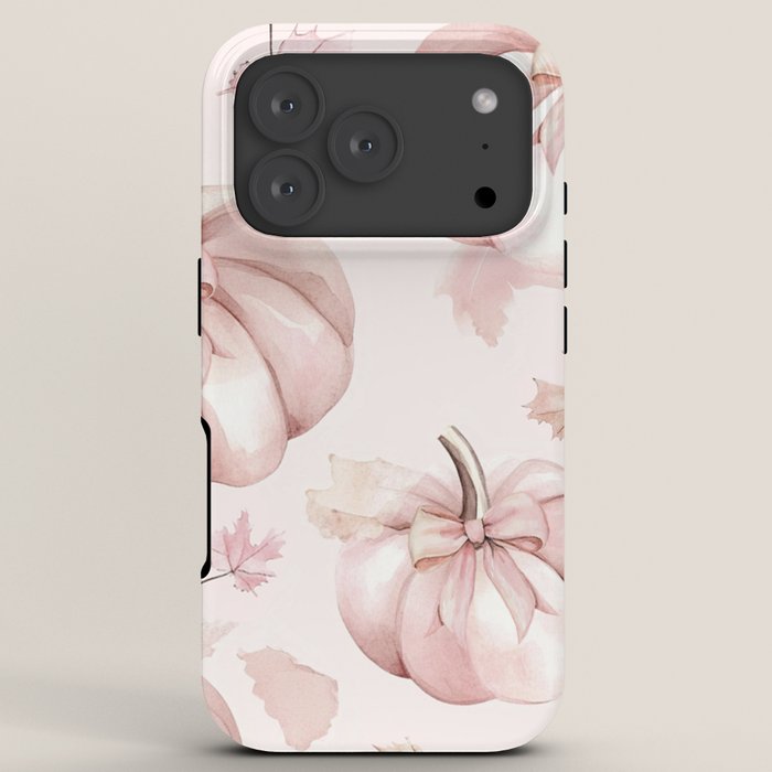 Blush Pink Autumn Fall Pumpkins Watercolor All Over iPhone Case Gallery Image 7