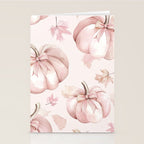 Blush Pink Autumn Fall Pumpkins Watercolor All Over Stationery Card Gallery Image 2