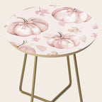 Blush Pink Autumn Fall Pumpkins Watercolor All Over Side Table Gallery Image 2