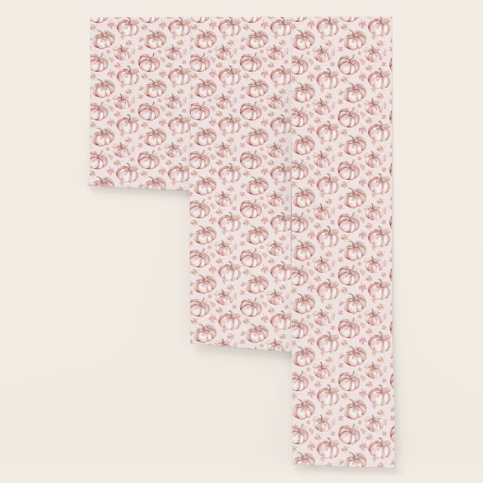 Blush Pink Autumn Fall Pumpkins Watercolor All Over Wallpaper Gallery Image 3
