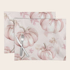 Blush Pink Autumn Fall Pumpkins Watercolor All Over Placemat Gallery Image 1