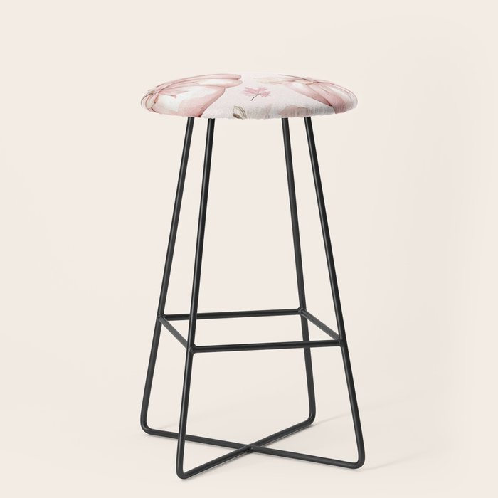 Blush Pink Autumn Fall Pumpkins Watercolor All Over Stool Gallery Image 1