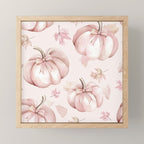 Blush Pink Autumn Fall Pumpkins Watercolor All Over Mini Art Print Gallery Image 1
