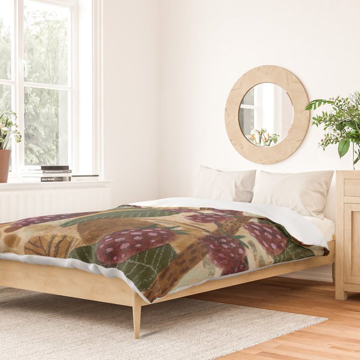 In Season in Red Raspberry and Forest Green Duvet Cover Gallery Image 2