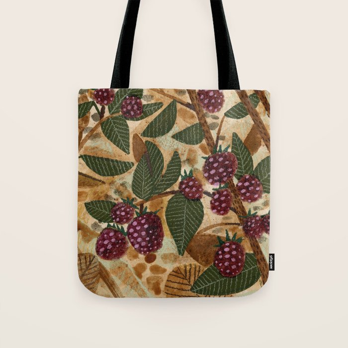 In Season in Red Raspberry and Forest Green Tote Bag Gallery Image 1