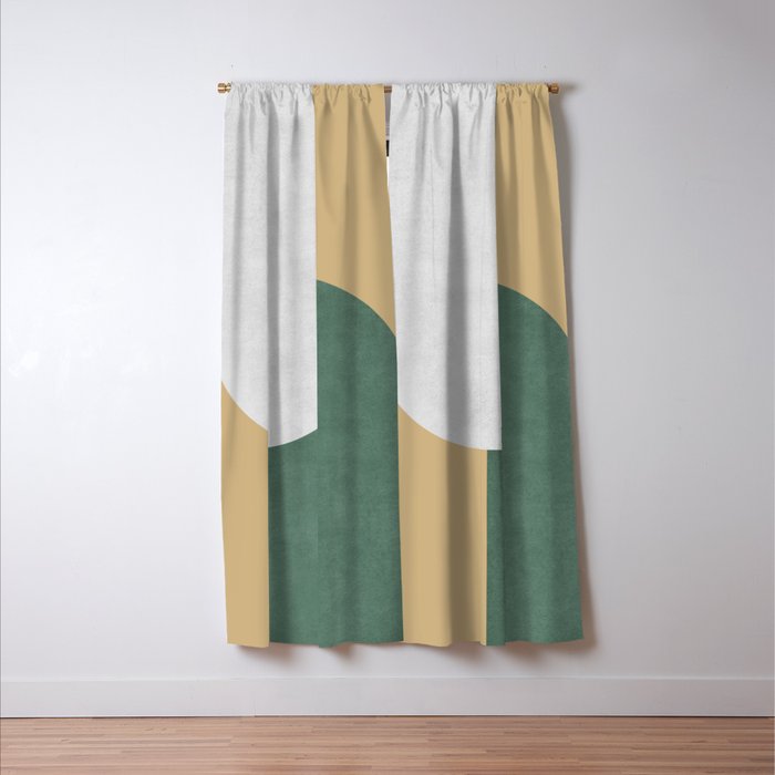 Halfmoon Colorblock - White Green on Gold Window Curtain Gallery Image 3