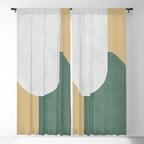 Halfmoon Colorblock - White Green on Gold Window Curtain Gallery Image 5