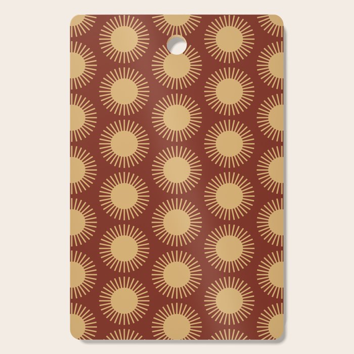 Boho Summer Sun Pattern III Brick Red Cutting Board Gallery Image 1