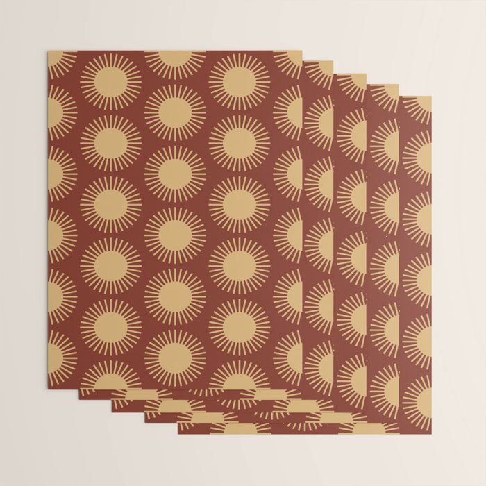 Boho Summer Sun Pattern III Brick Red Wrapping Paper Gallery Image 3