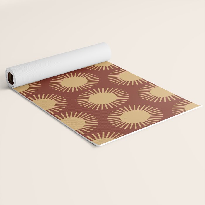 Boho Summer Sun Pattern III Brick Red Yoga Mat Gallery Image 2