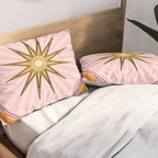 Hippie pink rainbow and sun, abstract landscape Pillow Sham Gallery Image 2