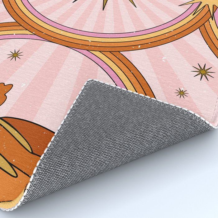 Hippie pink rainbow and sun, abstract landscape Rug Gallery Image 4