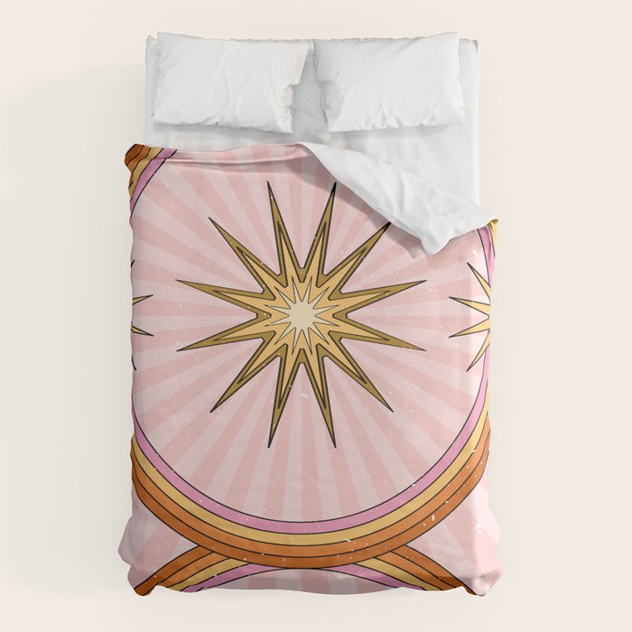 Hippie pink rainbow and sun, abstract landscape Duvet Cover Gallery Image 6
