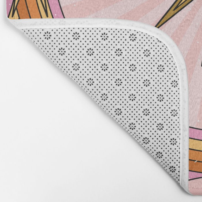 Hippie pink rainbow and sun, abstract landscape Bath Mat Gallery Image 2